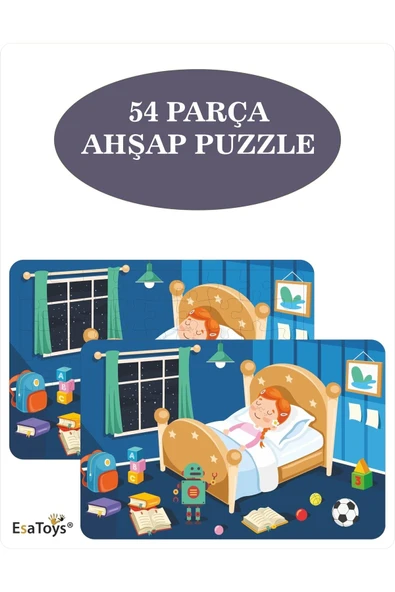 EsaKids Ahşap 54 Parça Çocuk Puzzle 20 x 30 ürün görseli 1