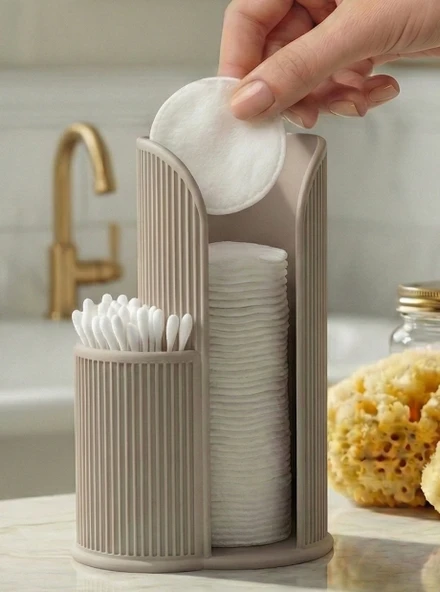Modern Makyaj Pamuğu ve Kulak Çubuğu Düzenleyici - Banyo Organizer Standı ürün görseli 1