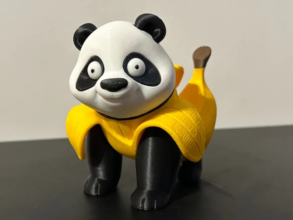 Banana Panda Figürü - 3D Yazıcı Tasarım Muz Panda Biblosu - Eğlenceli Masaüstü Aksesuarı ürün görseli 1