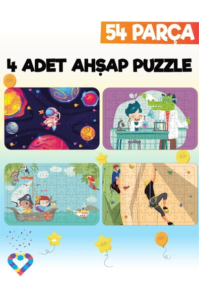 EsaKids 54 Parçalı Montessori Ahşap Puzzle – 6 Yaş Üzeri Eğitici Oyuncak 20 x 30 ürün görseli 1