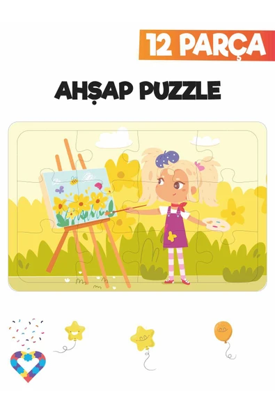 EsaKids Ahşap Çocuk Puzzle 12 Parça 20 x 30 ürün görseli 1