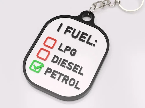 3D Baskı Yakıt Türü Anahtarlık – Diesel Petrol LPG Uyarı Anahtarlığı, Araba Anahtar Aksesuarı ürün görseli 1