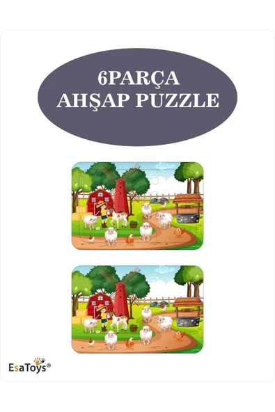 EsaKids Ahşap Çocuk Puzzle 6 Parça 20 x 30 ürün görseli 1