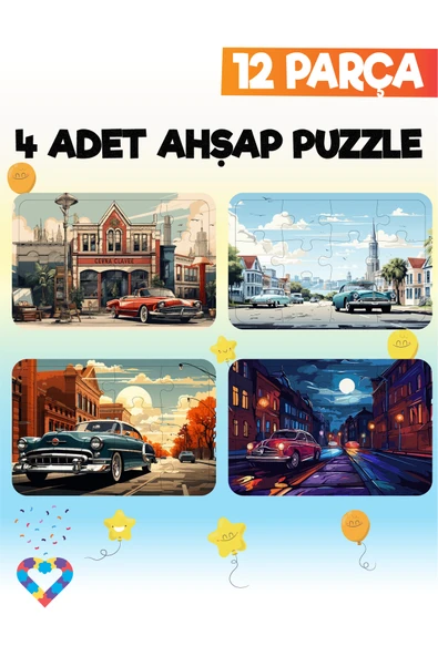 EsaKids 12 Parçalı Montessori Ahşap Puzzle – 3-4 Yaş Eğitici Oyuncak 20 x 30 ürün görseli 1