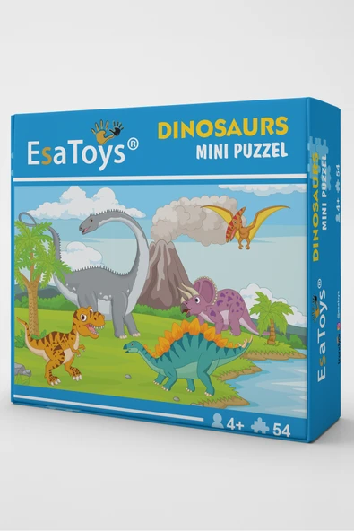 EsaKids Ahşap Dinosaurs Mini Puzzle | 4 Yaş 54 Parça 18 x 27 ürün görseli 1