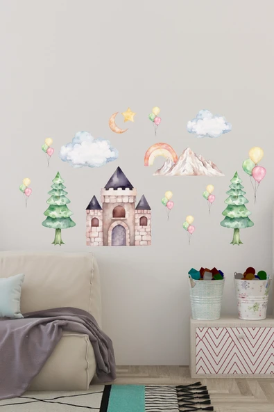 EsaKids Şato Temalı Çocuk Odası Sticker Seti 100 x 30 ürün görseli 1