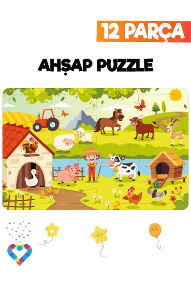 EsaKids Ahşap Çocuk Puzzle 12 Parça 20 x 30 ürün görseli 1