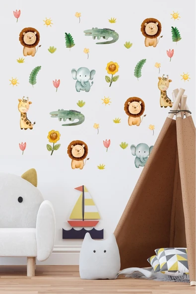 EsaKids Orman Hayvanları Temalı Çocuk Odası Sticker Seti 100 x 30 ürün görseli 1
