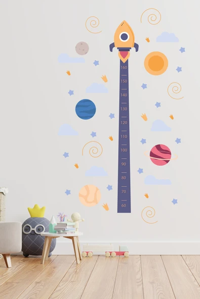 EsaKids Uzay Temalı Boy Ölçer Çocuk Odası Sticker 100 x 60 ürün görseli 1