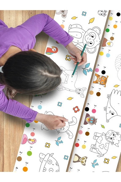 EsaKids Hayvanlar Temalı Örnek Resimli Dev Rulo Boyama Kağıdı - 3.75 Metre Aktivite Seti 30 x 375 ürün görseli 1