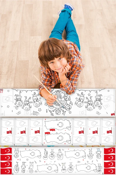 EsaKids 23 Nisan Ulusal Egemenlik ve Çocuk Bayramı Temalı 3,75 Metre Rulo Boyama Kağıdı 30 x 375 ürün görseli 1