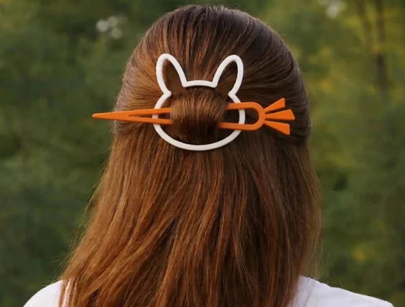 Tavşan Tokalı Saç Aksesuarı – 3D Baskı Sevimli Saç Tokası (Cute Bunny Hair Clip) ürün görseli 1