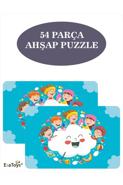 EsaKids Ahşap 54 Parça Çocuk Puzzle 20 x 30 ürün görseli 1
