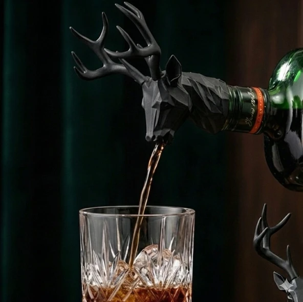 3D Yazıcı Tasarım Geyik Figürlü Şişe Dökücü ve Tıpası - Dekoratif Bar Aksesuarı ürün görseli 1