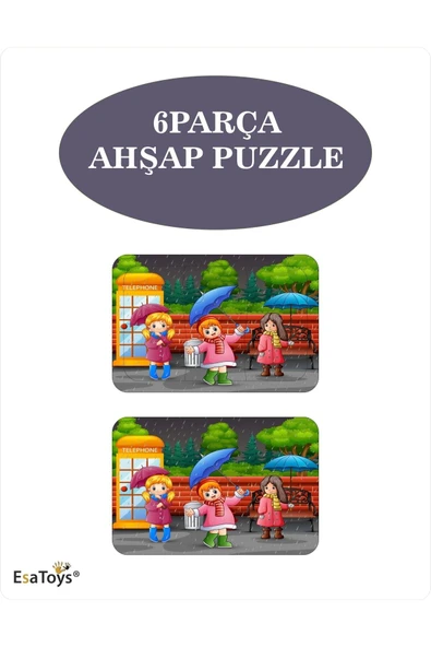 EsaKids Ahşap Çocuk Puzzle 6 Parça 20 x 30 ürün görseli 1