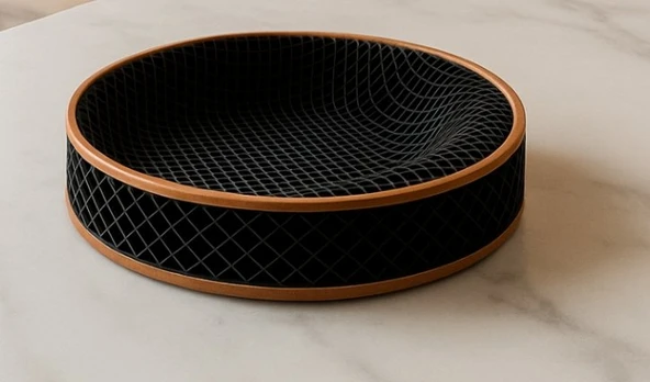 Modern Parametrik Tasarım Dekoratif Tabak - 3D Yazıcı Üretimi Geometrik Masa Üstü Organizer ve Anahtarlık Tepsisi ürün görseli 1