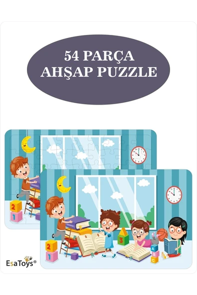 EsaKids Ahşap 54 Parça Çocuk Puzzle 20 x 30 ürün görseli 1