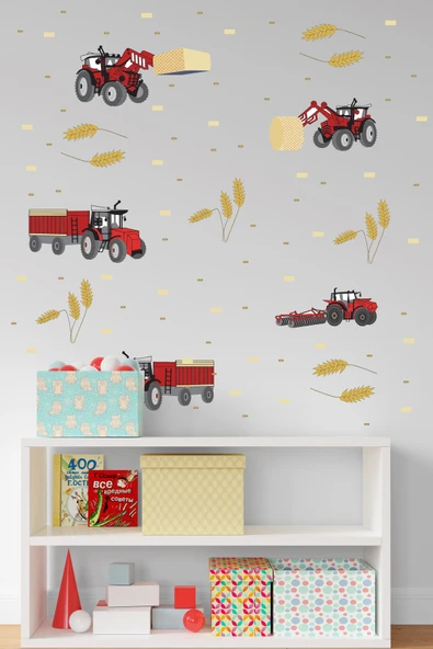 EsaKids Traktör Temalı Çocuk Odası Sticker Seti 100 x 60 ürün görseli 1