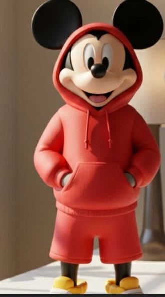 Modern Mickey Mouse Figürü - Kırmızı Kapüşonlu Sweatshirt lü Dekoratif Biblo ürün görseli 1