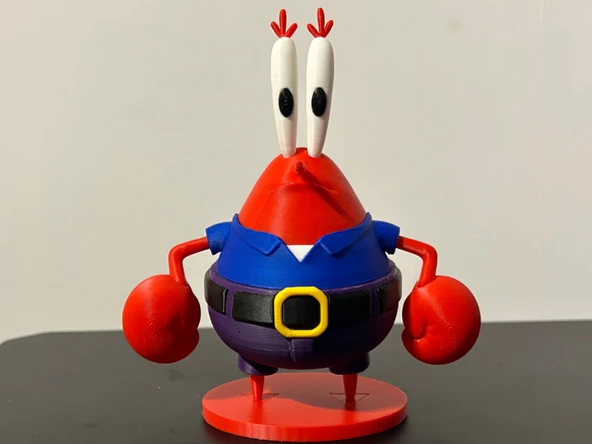 Bay Yengeç Figürü - 3D Yazıcı Tasarım SpongeBob Biblosu - Mr. Krabs Heykelcik ürün görseli 1