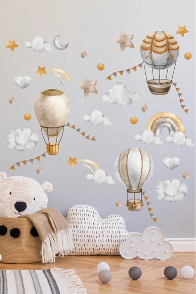 EsaKids Uçan Balon Temalı Çocuk Odası Sticker Seti 100 x 60 ürün görseli 1