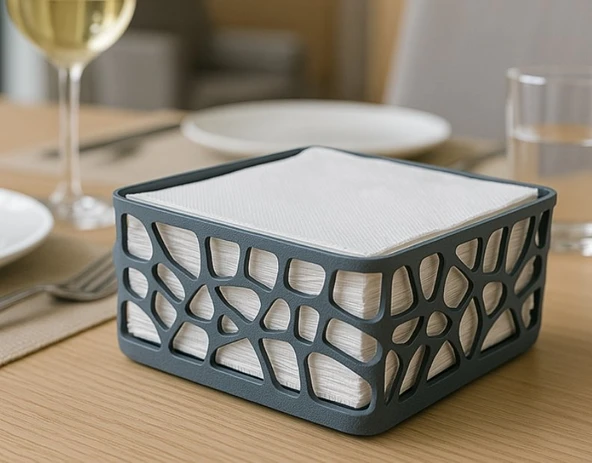 Modern Geometrik Desenli Peçetelik - 3D Yazıcı Tasarımı Dekoratif Sofra Düzenleyici ürün görseli 1