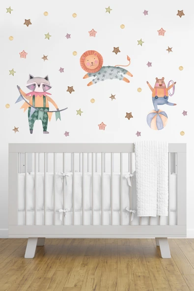 EsaKids Sevimli Hayvanlar Temalı Çocuk Odası Sticker Seti 100 x 30 ürün görseli 1
