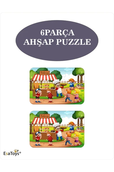EsaKids Montessori 6 Parça Ahşap Puzzle – 3‑4 Yaş Eğitsel Zeka Oyuncağı, El‑göz Koordinasyonu Geliştirir 20 x 30 ürün görseli 1
