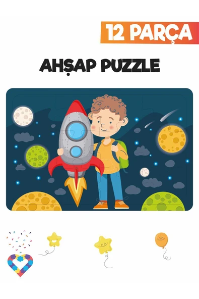 EsaKids Ahşap Çocuk Puzzle 12 Parça 20 x 30 ürün görseli 1