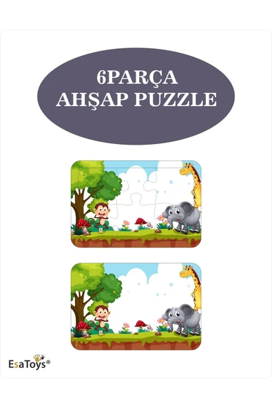 EsaKids Ahşap Çocuk Puzzle 6 Parça 20 x 30 ürün görseli 1