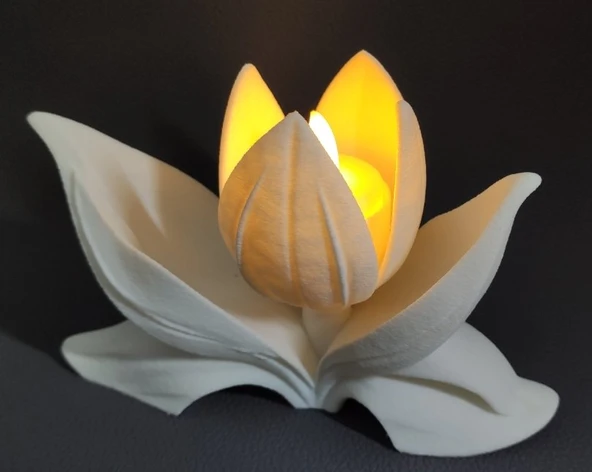 Zarif Lotus Çiçeği Tasarım Dekoratif Tealight Mumluk - Estetik Ambiyans Aydınlatma ürün görseli 1