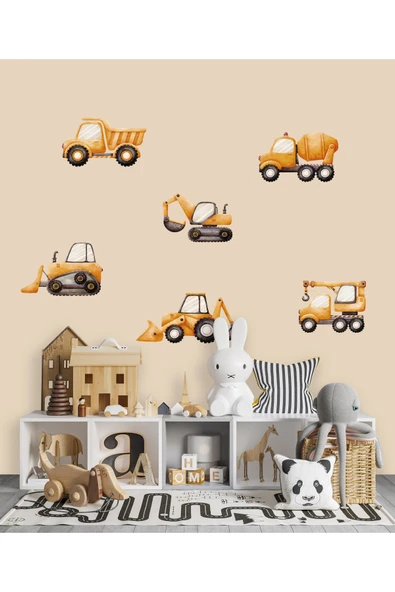 EsaKids İş Makinası Temalı Çocuk Odası Sticker Seti 100 x 30 ürün görseli 1