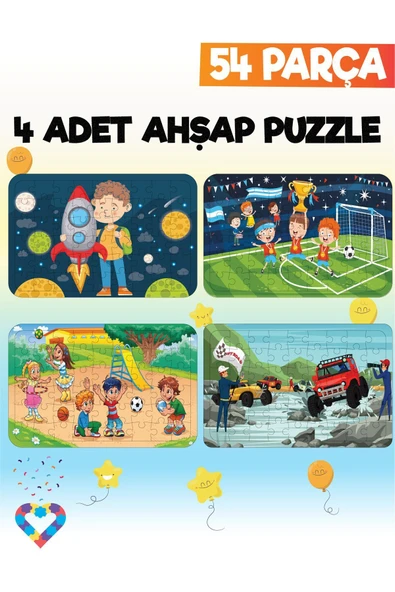 EsaKids 54 Parçalı Montessori Ahşap Puzzle – 6 Yaş Üzeri Eğitici Oyuncak 20 x 30 ürün görseli 1