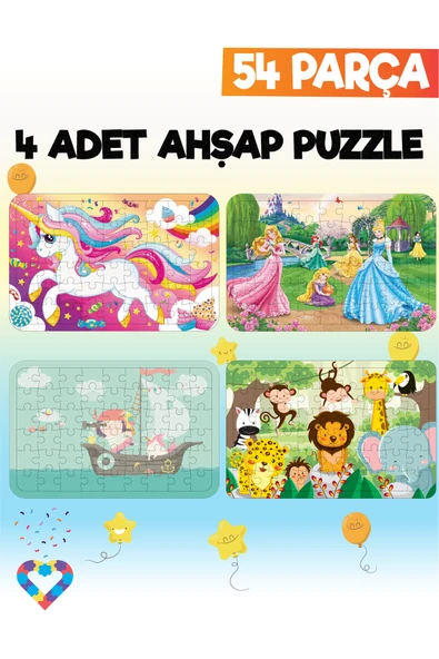 EsaKids 54 Parçalı Montessori Ahşap Puzzle – 6 Yaş Üzeri Eğitici Oyuncak 20 x 30 ürün görseli 1
