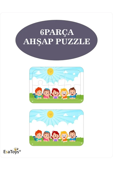 EsaKids Ahşap Çocuk Puzzle 6 Parça 20 x 30 ürün görseli 1