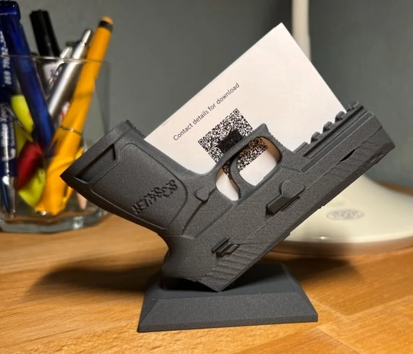 3D Tasarım Modern Tabanca Kartvizitlik - Dekoratif Masaüstü Not Tutucu & Ofis Aksesuarı ürün görseli 1