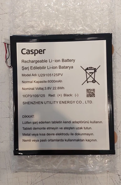 Casper L40 Tablet Bataryası 6000mAh 3.8V 22.8Wh ORJİNAL ürün görseli 1