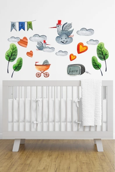 EsaKids Leylek Temalı Çocuk Odası Sticker Seti 100 x 30 ürün görseli 1