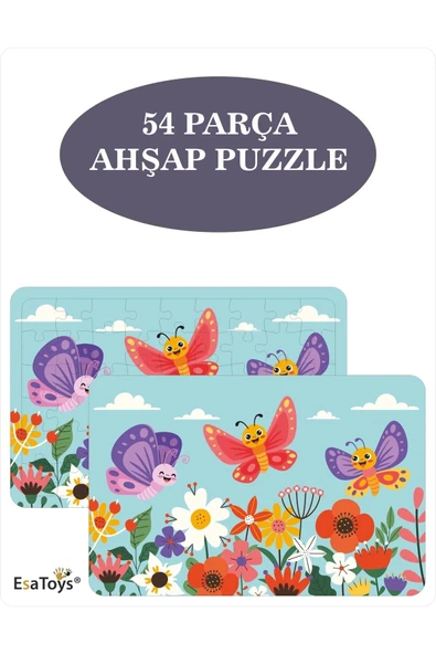 EsaKids Ahşap 54 Parça Çocuk Puzzle 20 x 30 ürün görseli 1