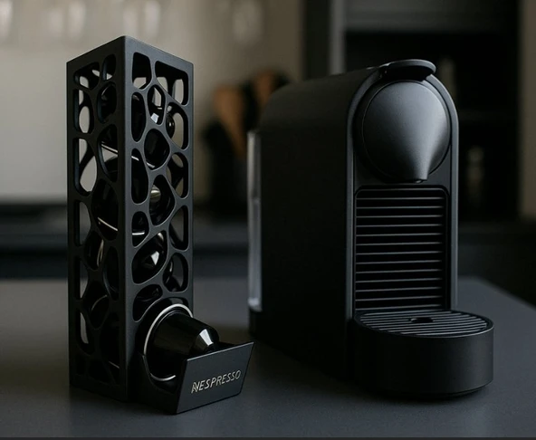 Modern Voronoi Tasarım Nespresso Kapsül Kahve Tutucu - 3D Tasarım Dekoratif Kahve Standı ve Mutfak Organizerı ürün görseli 1