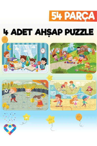 EsaKids 54 Parçalı Montessori Ahşap Puzzle – 6 Yaş Üzeri Eğitici Oyuncak 20 x 30 ürün görseli 1