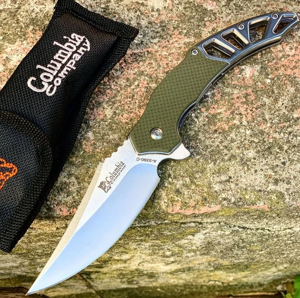 Knivox Columbia Company A3390-C Fixed Blade Haki Auto Kamp Çakısı ürün görseli 1