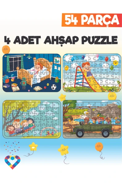 EsaKids 54 Parçalı Montessori Ahşap Puzzle – 6 Yaş Üzeri Eğitici Oyuncak 20 x 30 ürün görseli 1