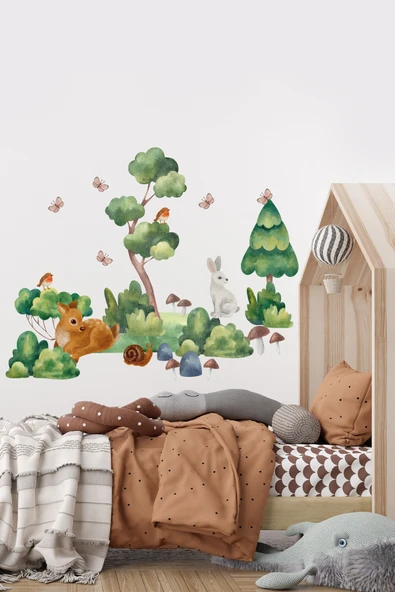 EsaKids Orman Temalı Çocuk Odası Sticker Seti 100 x 60 ürün görseli 1