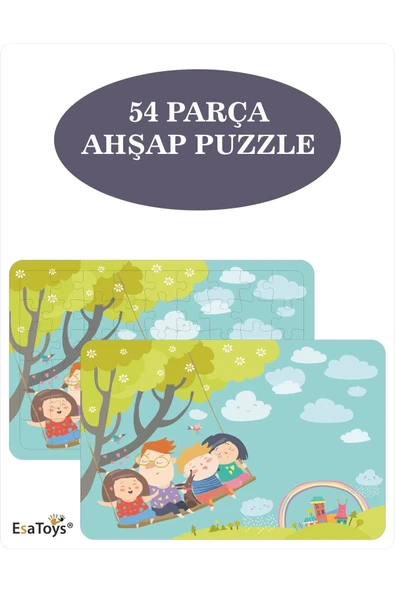 EsaKids Ahşap 54 Parça Çocuk Puzzle 20 x 30 ürün görseli 1