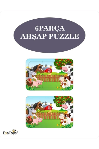 EsaKids Ahşap Çocuk Puzzle 6 Parça 20 x 30 ürün görseli 1