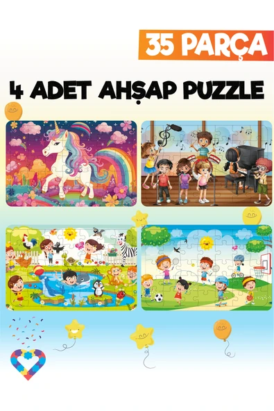 EsaKids 35 Parçalı Montessori Ahşap Puzzle – 5-6 Yaş Eğitici Oyuncak 20 x 30 ürün görseli 1