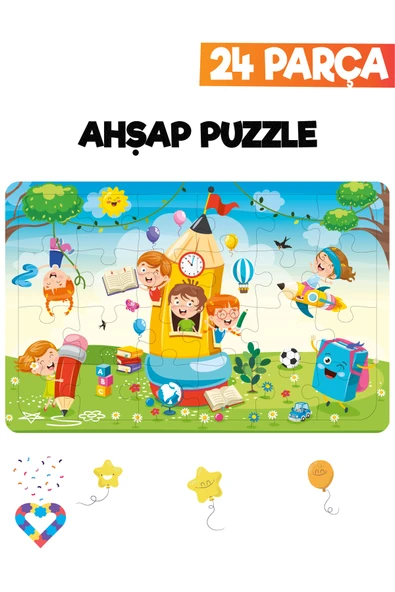 EsaKids Ahşap Çocuk Puzzle 24 Parça 20 x 30 ürün görseli 1