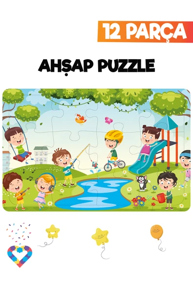 EsaKids Ahşap Çocuk Puzzle 12 Parça 20 x 30 ürün görseli 1