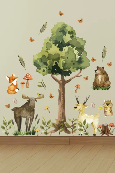 EsaKids Orman Temalı Çocuk Odası Sticker Seti 100 x 30 ürün görseli 1